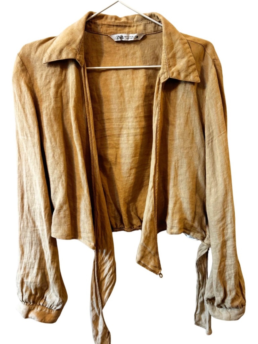 Zara Wrap Top - 100% Linen - Nude/ Beige